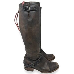 Freebird by Steven Roadie Womens 8 Brown Knee High Boots Tall Distressed